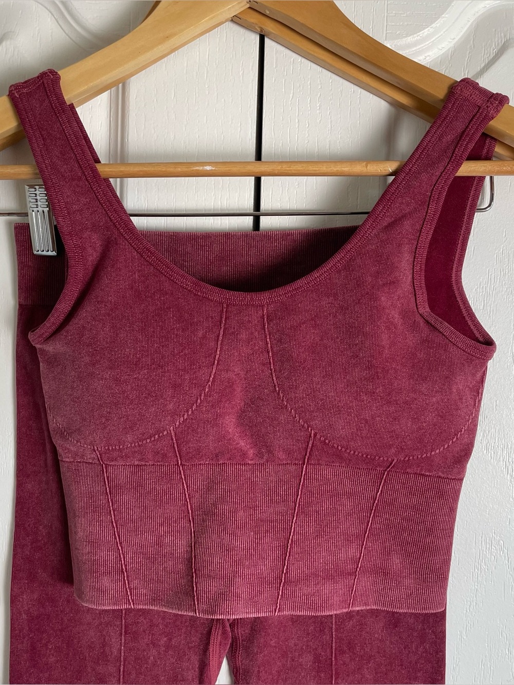 No Boundaries Flare Seamless Leggings Scoop Cropped Tank Top Women's XS Burgundy - Picture 8 of 14